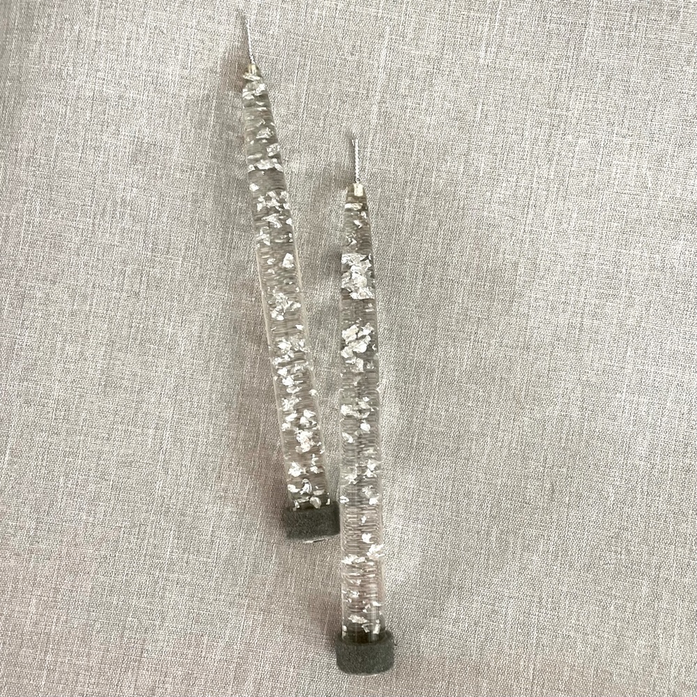 Rare Mid Century Lucite Tapers with Silver Flecks